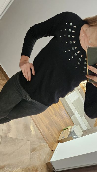 Pulover New Yorker negru cu margele, XS S