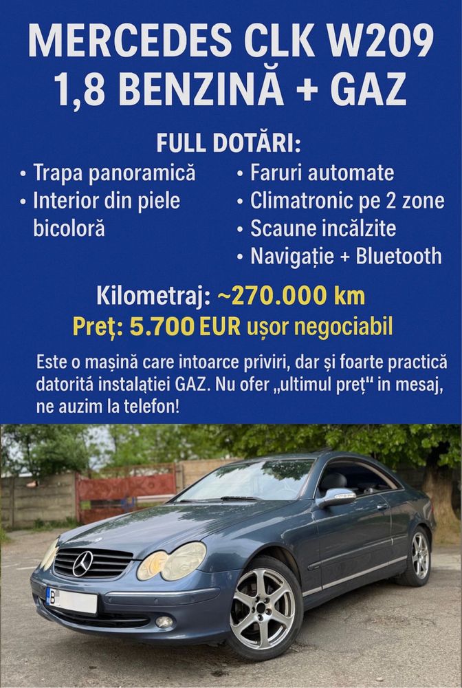 Mercedes Benz CLK 200 Avantgarde 1.8 kompressor benz si GPL