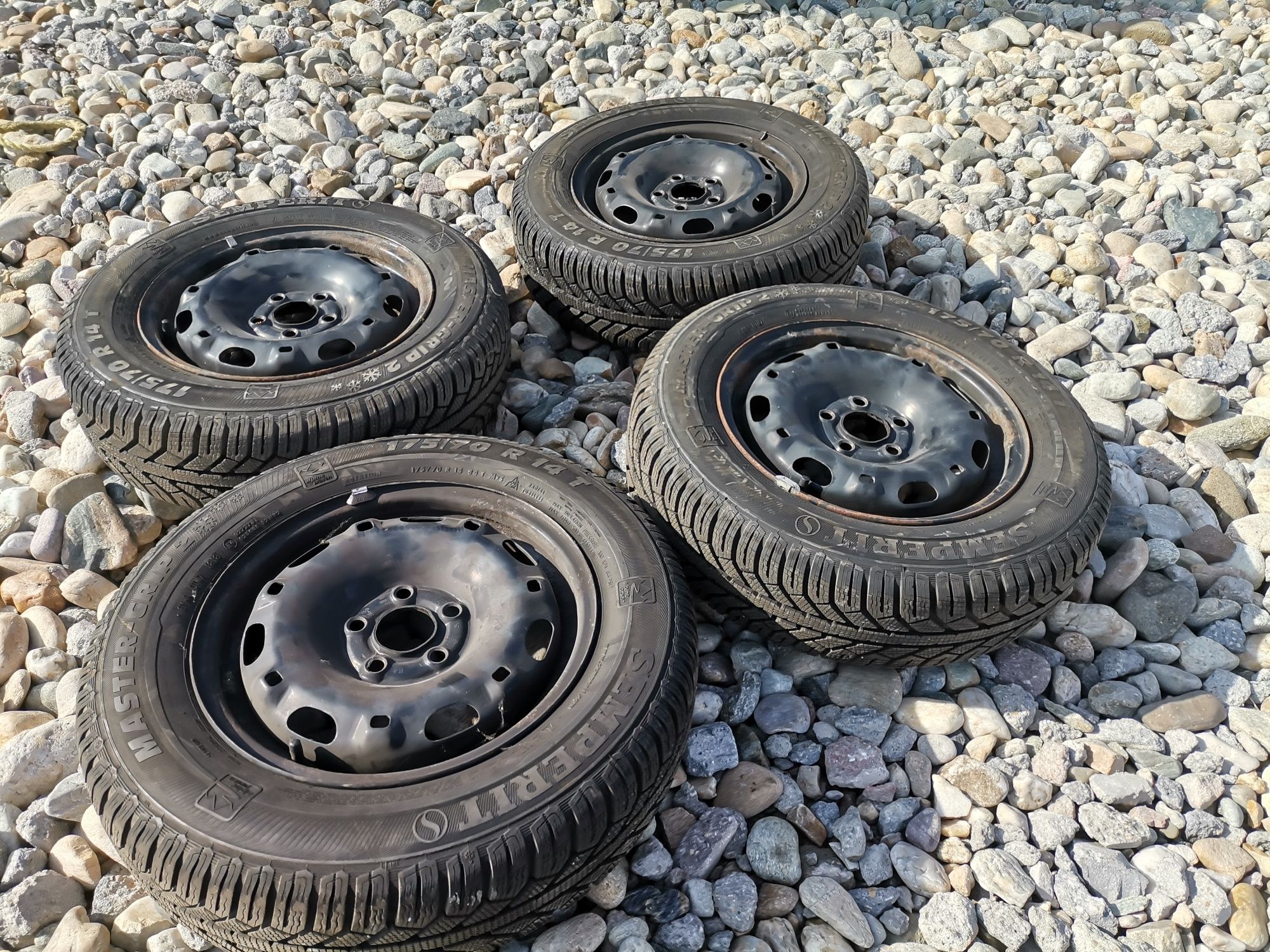 Set de 4 jante Oțel5x100 Polo Fabia Ibiza cu anvelope iarna175/70r14