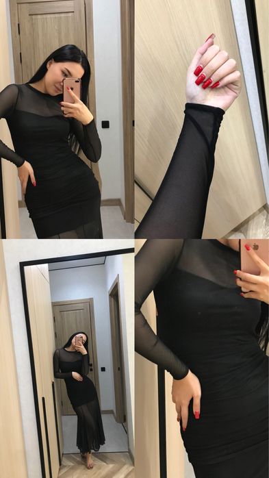 Черная сеточная платье