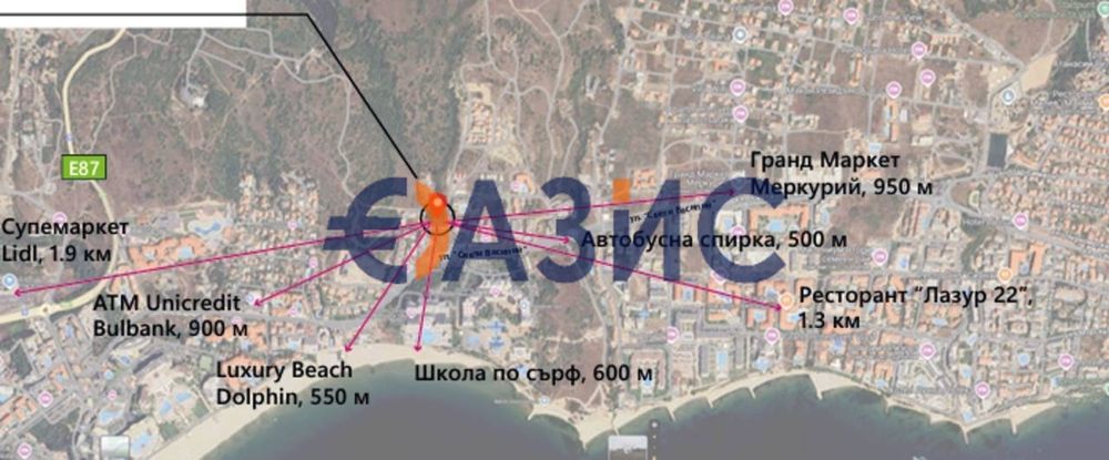 Студио на 2-ри етаж, комплекс Съни Айо, Свети Влас, България - 41,93