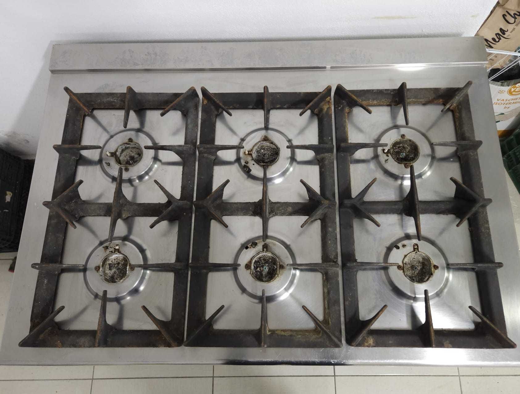 Vand aragaz bucatarii profesionale, INOX, cu 6 ochiuri pe gaz