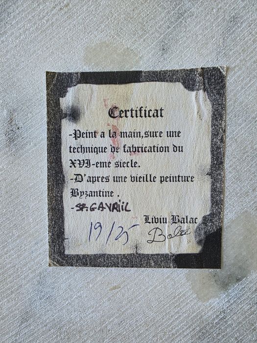 Icoana bizantina sf Gavril pictura pe marmura Liviu Balac