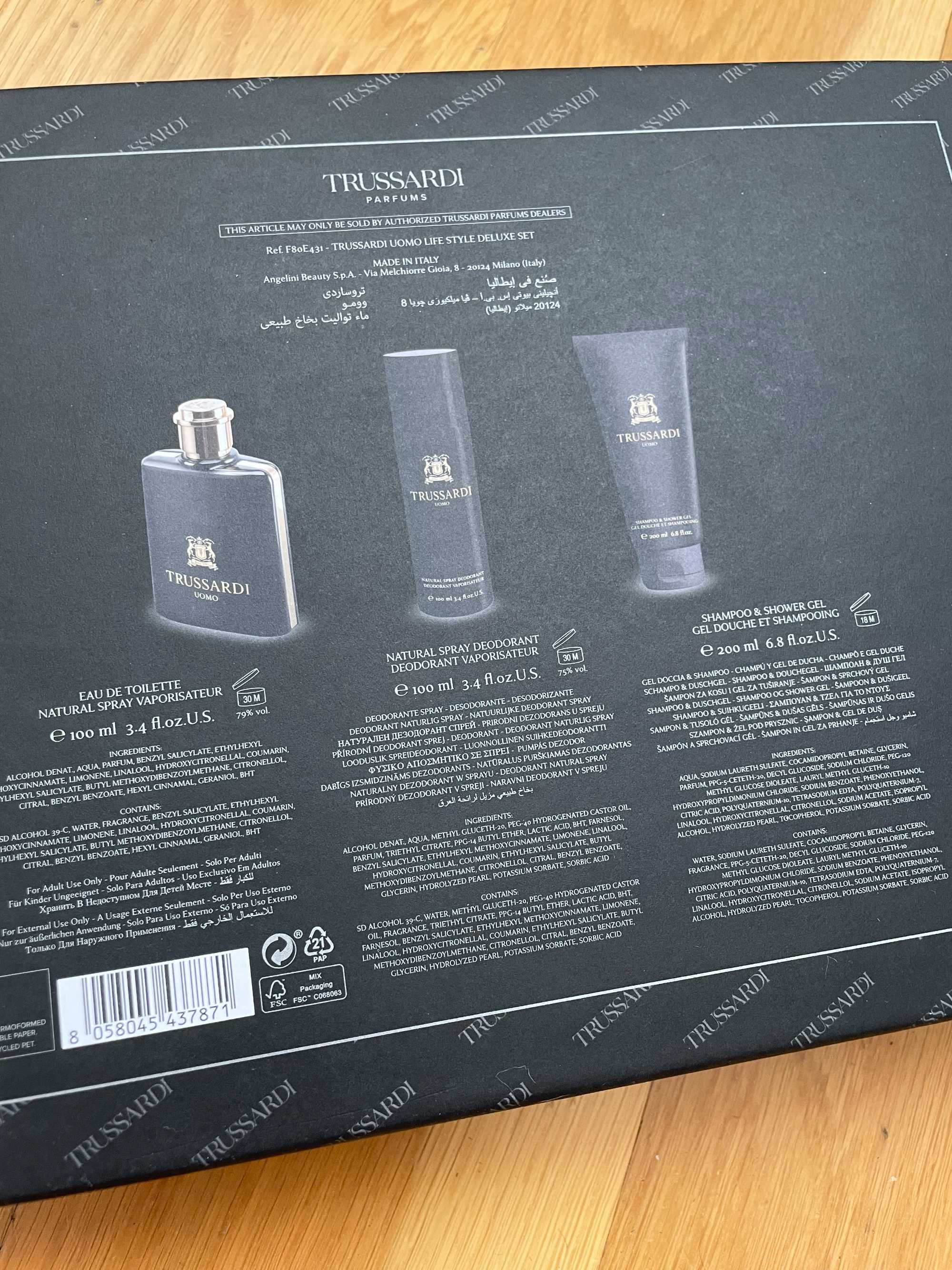 Set cadou Trussardi Uomo 3 piese (eau toillete, deo, sampon)