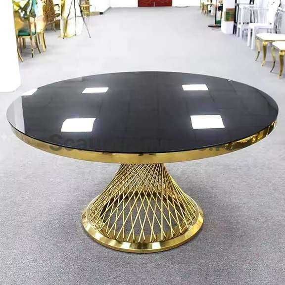 Masa (mese) lux aurie, restaurant, nunta, rotunda, 180cm, 10-12 pers.