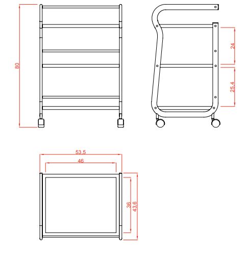 Количка за естетика Help 53,5 x 43 x 80 см