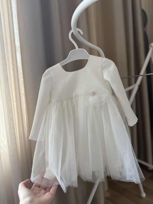 Официална бяла бебешка рокля рр.80