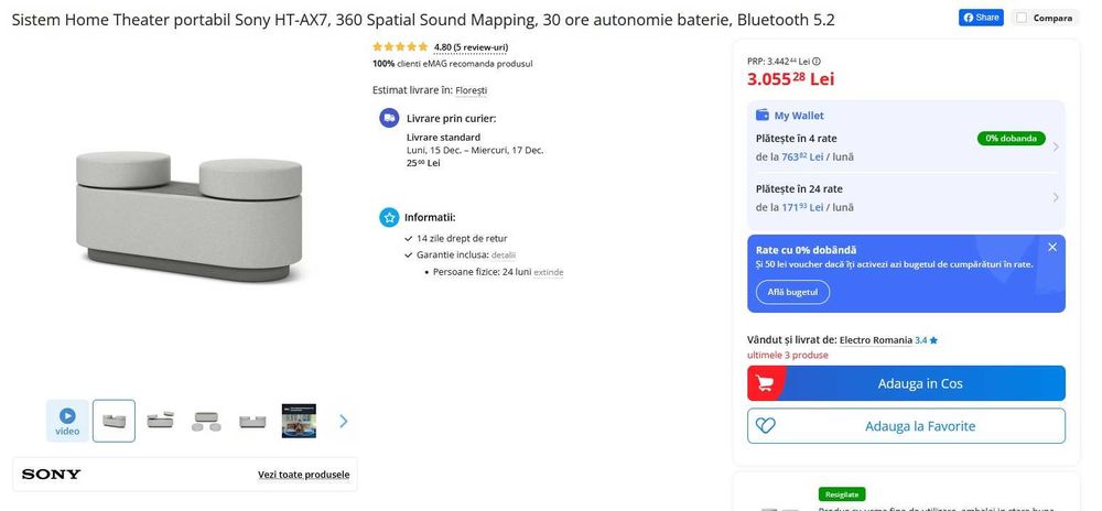 Sistem audio Sony HT-AX7 - NOU - SIGILAT