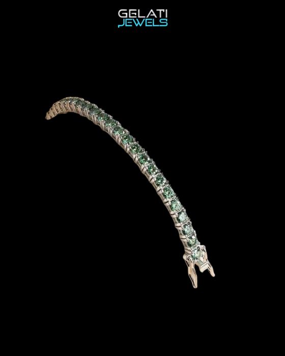 Bratara Tennis Cu Diamante Lab VVS1 Verzi din argint 925 & 18k Vermeil