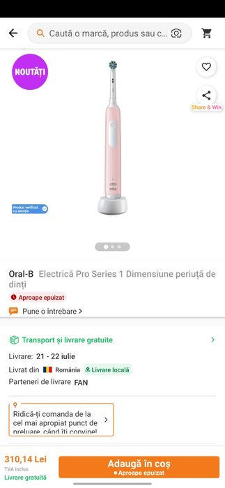 Periuta Oral B PRO 1 roză
