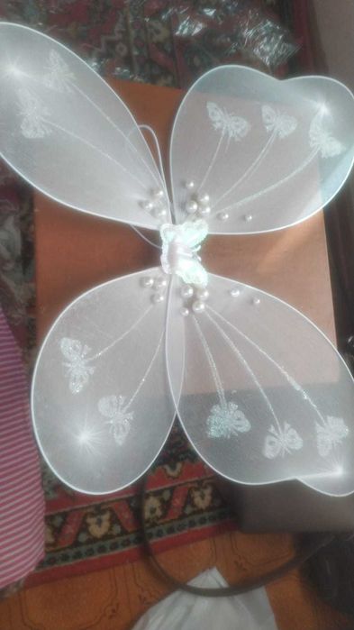 Крылья феи, бабочки белые на детский праздник для ребенка Сказка