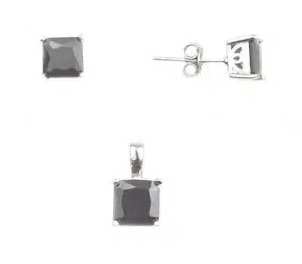 Set argint rodiat cu zirconia neagra - DA82