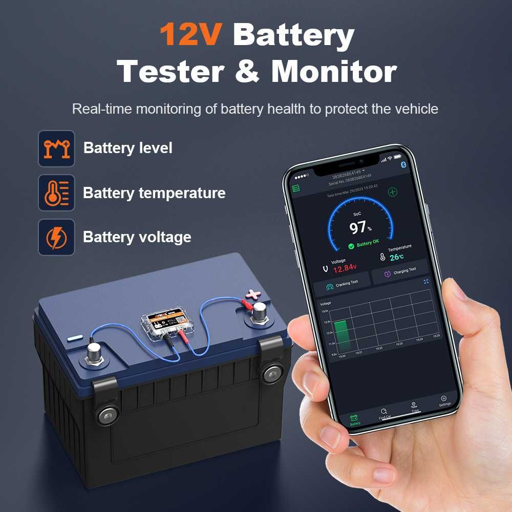 Tester Baterie Auto ANCEL Bluetooth Monitorizare TraseuGPS Android IOS