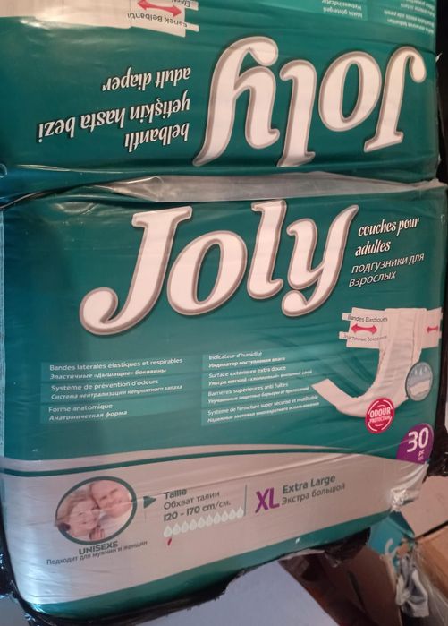 Памперсы Joly XL размер для взрослых и пеленки Evony оптом сатылады.
