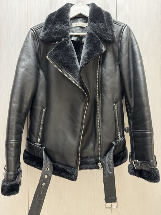 Дубленка авиатор Naf Naf | Натуральная кожа | Натуральный мех