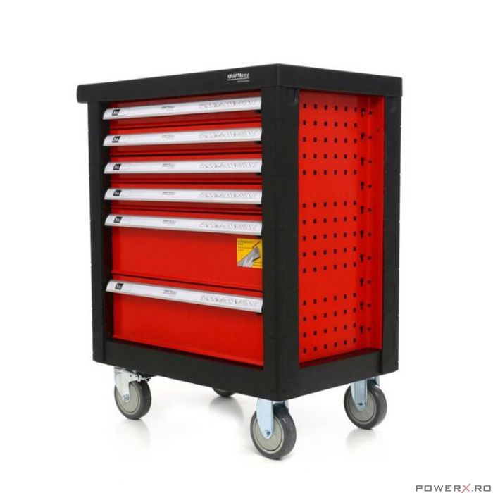 Dulap scule complet echipat cu 263 piese, pe roti, 6 sertare, Kraft