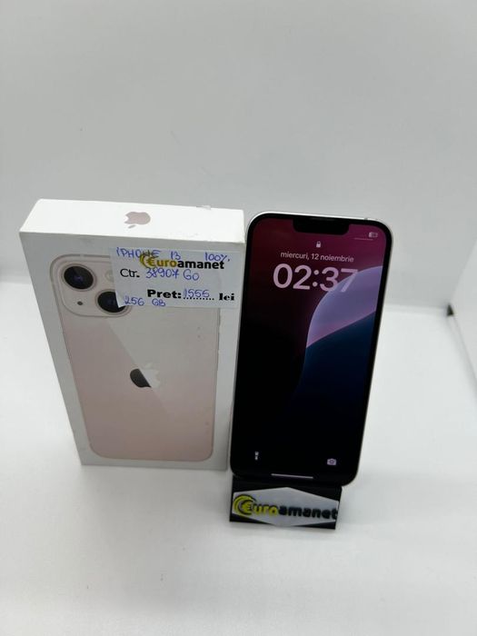 Telefon mobil Apple iPhone 13, 256GB, 5G, Pink 100% baterie -D-