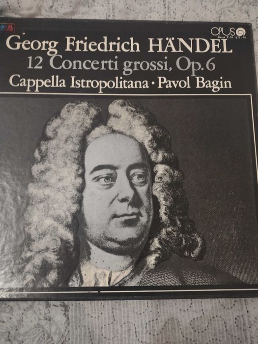 Mapă 4 viniluri, muzica clasică, George Friedrich Handel impecabile