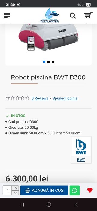 Vand robot piscina BWT D 300 AQUATRON