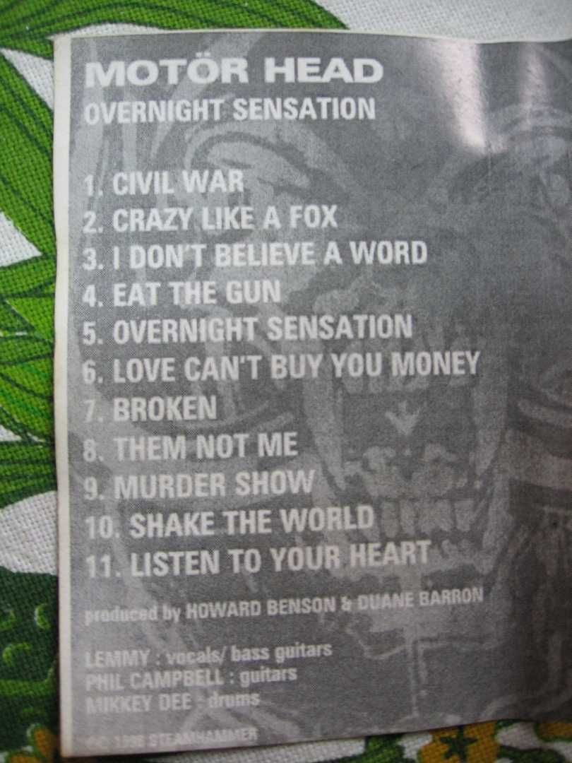 Нелицензирана аудио касета на Motorhead албума Оvernight sensation