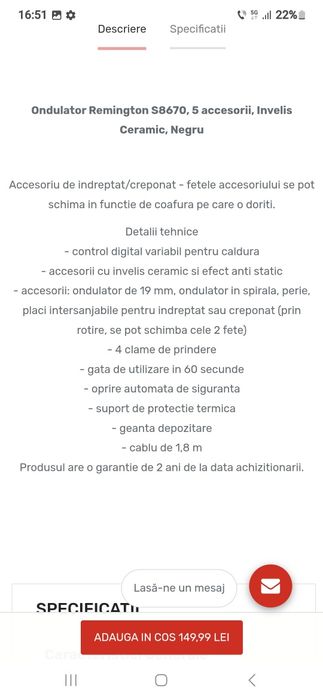 Ondulator Remington cu 5 accesorii