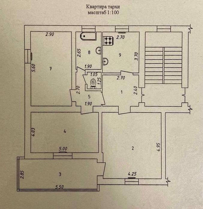 Ракат 3/3/3   Аския-Базар  Парк Бобура — 3х-комнатная квартира, 100 м²