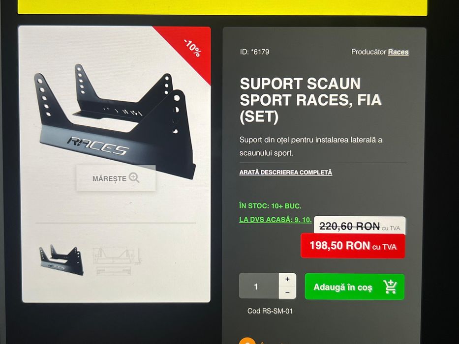 Scaun scoica drift BIMARCO+ cu centuri in 6puncte RACES si suporti sca