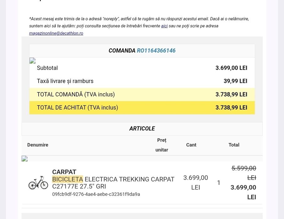 Bicicleta Electrica Trekking (E-Bike), Roti 27.5 Inch, Motor 250W