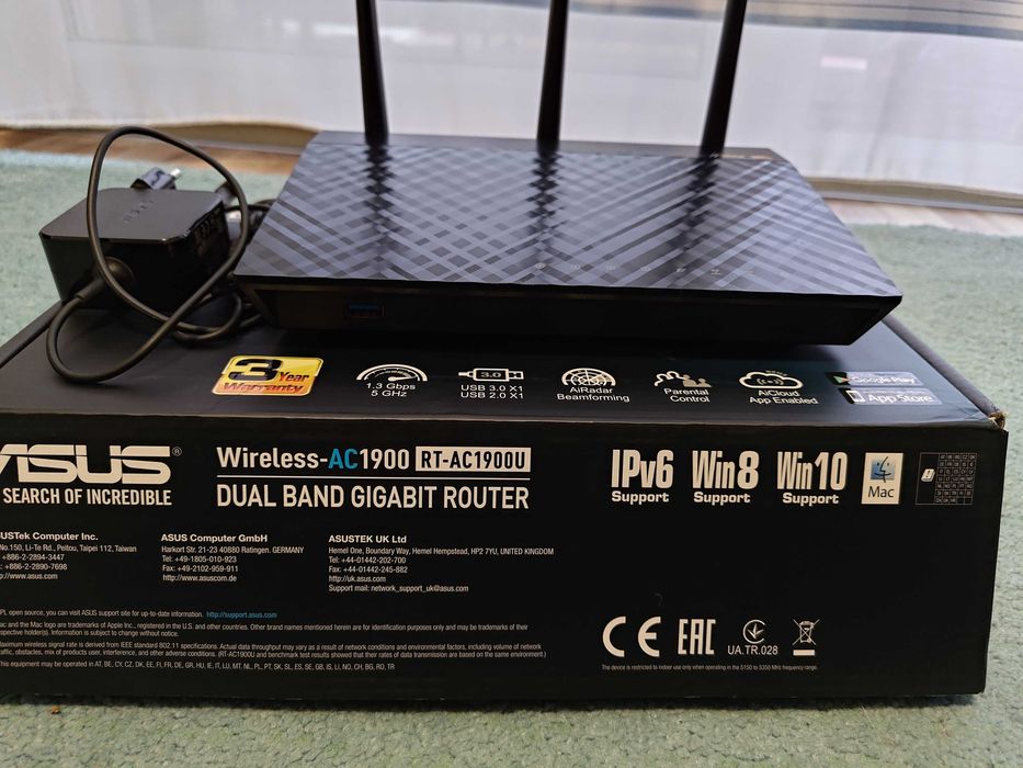 Router wireless ASUS RT-AC1900U, Dual-Band Gigabit, USB, 3 antene