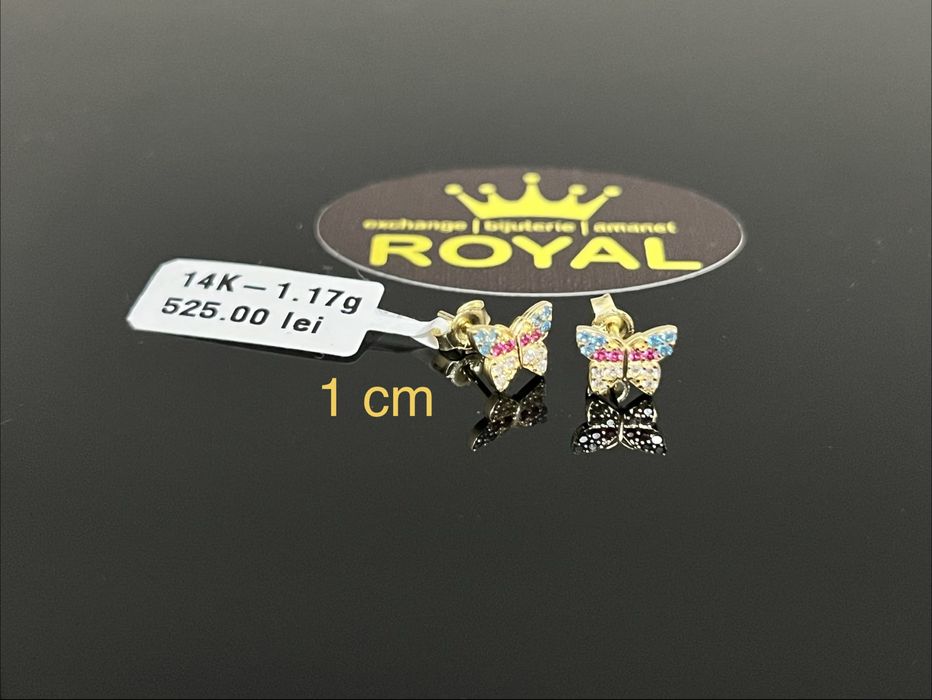 Bijuteria Royal CB : Cercei copil fluture aur 14k 1,17 grame