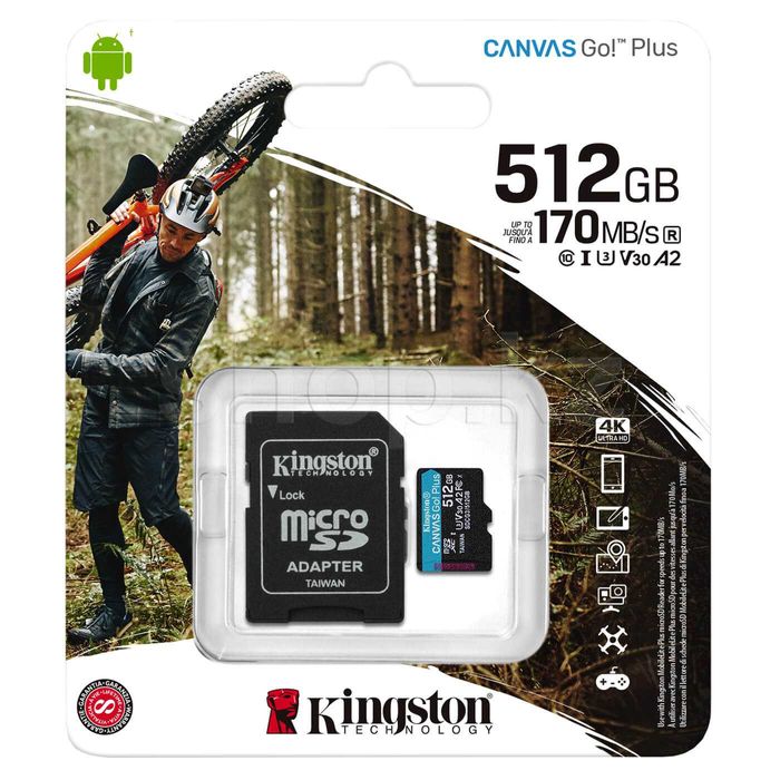Карта памяти Micro SDXC 512Gb Kingston Canvas Go