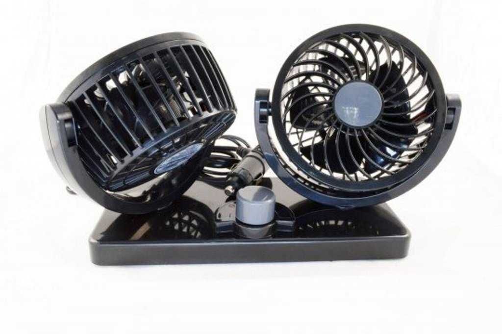 Двоен вентилатор с две скорости за кола, 360 градуса - 12V/24V