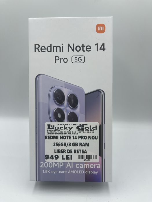 Redmi Note 14 Pro NOU!! 256Gb/8Gb Ram GARANTIE/FACTURA #49692