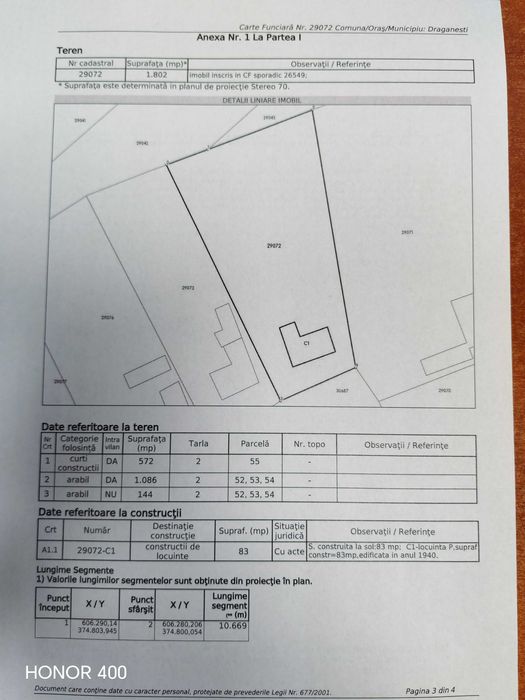Teren intravilan 1800  mp Draganesti Prahova, sat Baraitaru
