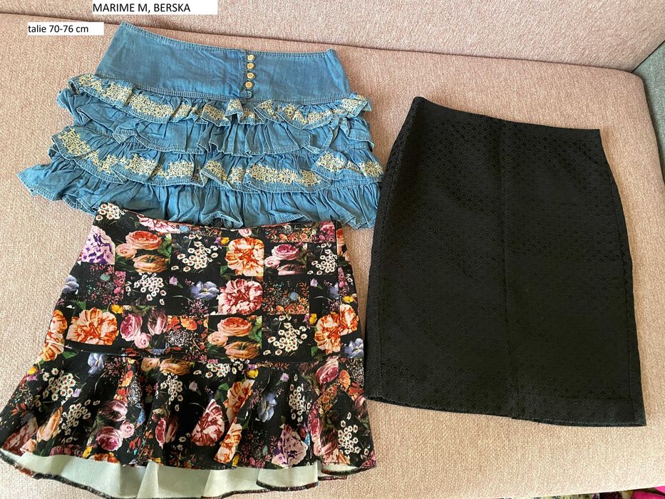 Lot fusta mini sau midi marime S sau M carouri pliuri femei dantela