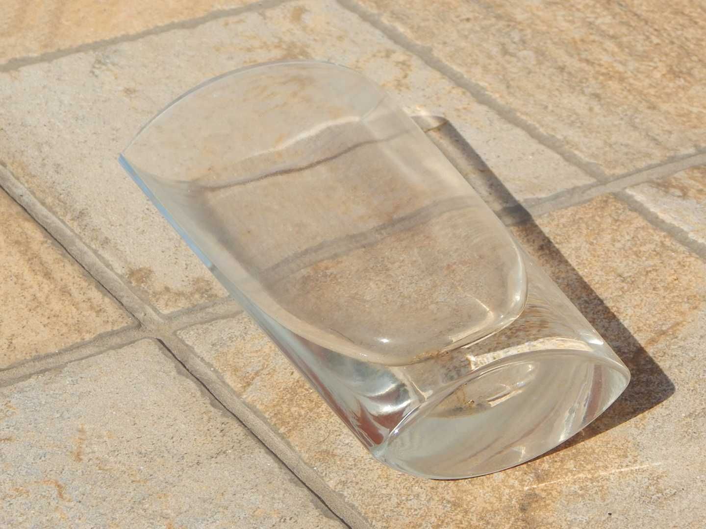 Vaza de sticla transparenta forma ovala pentru flori 16 cm