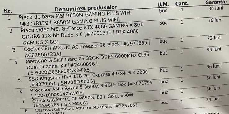 PC Desktop AMD Ryzen 5 9600X 6-Core  32 GB RAM, MSI B650M, RTX 4060