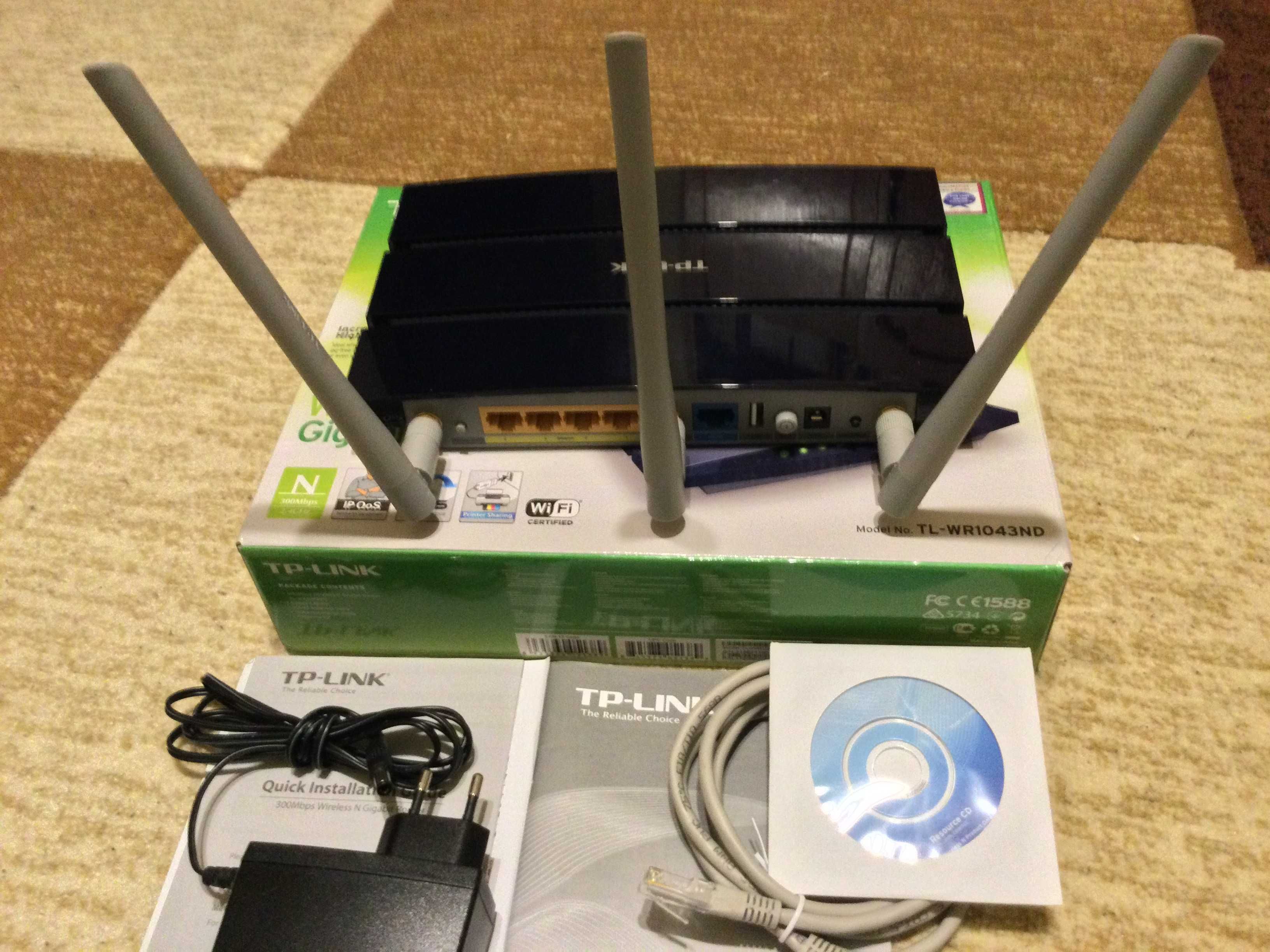 Router wireless Gigabit TP-Link TL-WR1043ND, USB, full box, impecabil.