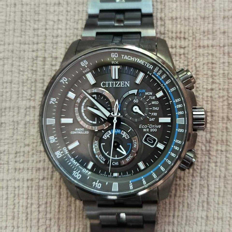 Citizen AT4127-52H Eco-Drive Sapphire Solar Chronograph Granite-ion