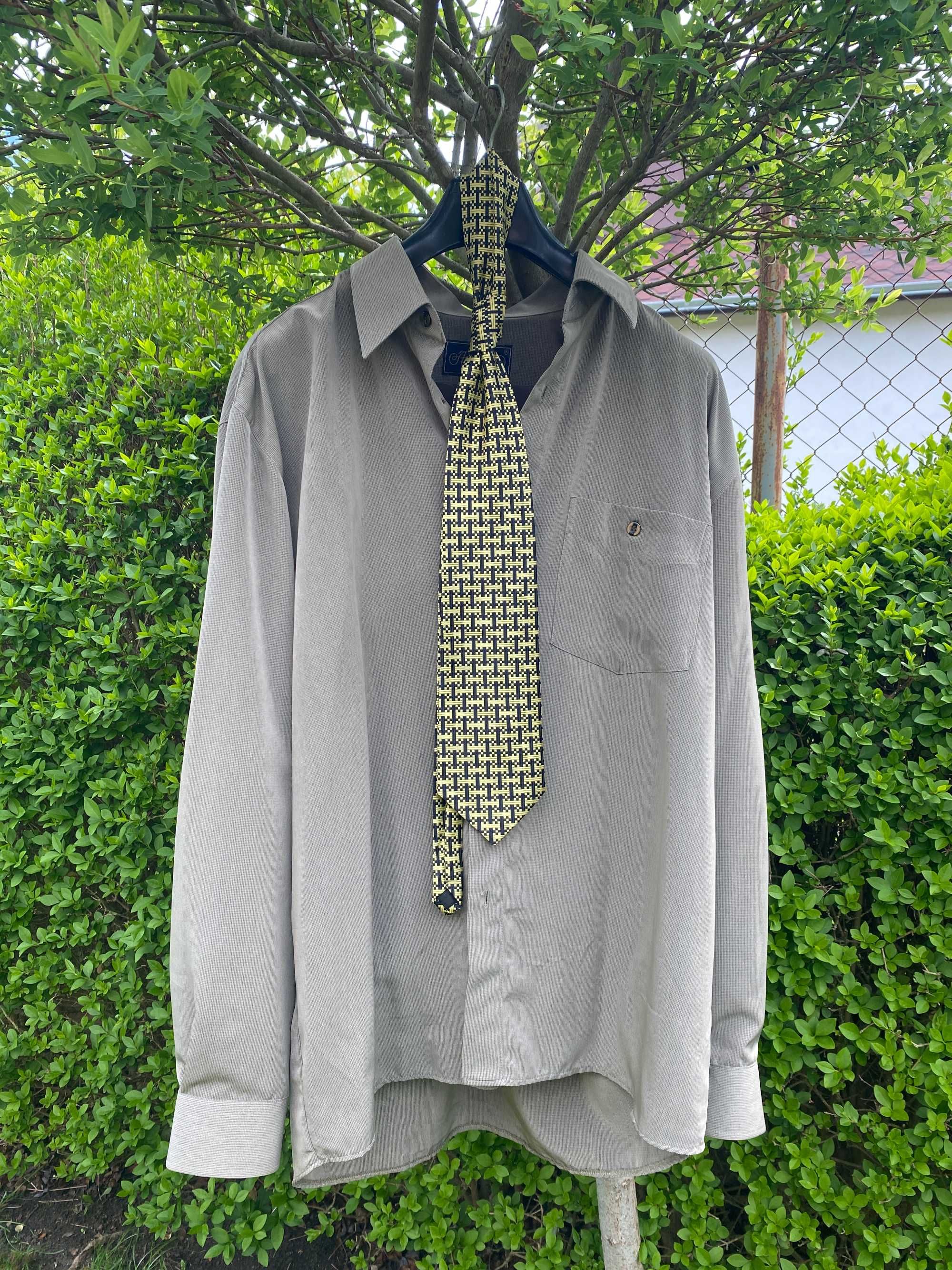 Мъжки костюм масленозелен 52 номер + риза + вратовръзка