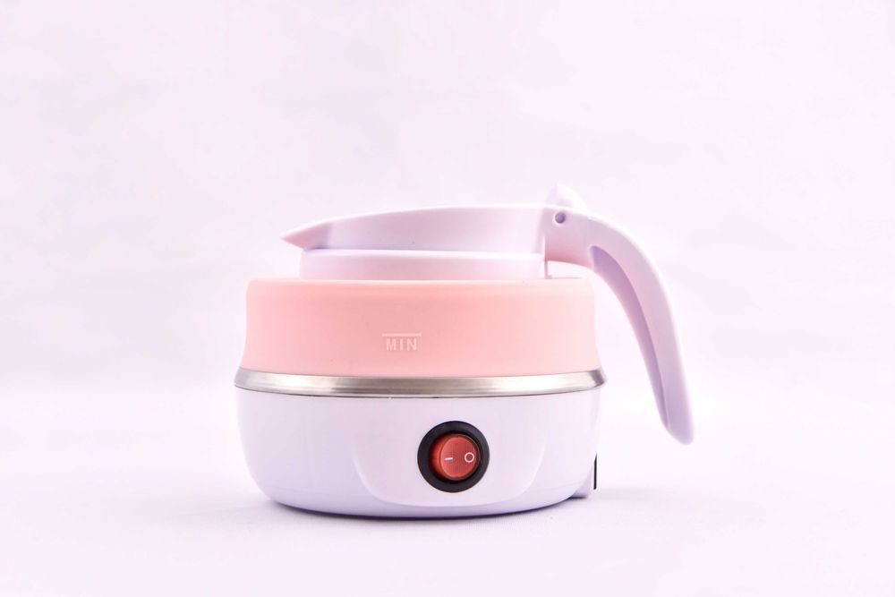 Cana electrica pliabila, fierbator, 600ml, travel, 600W, silicon, Roz