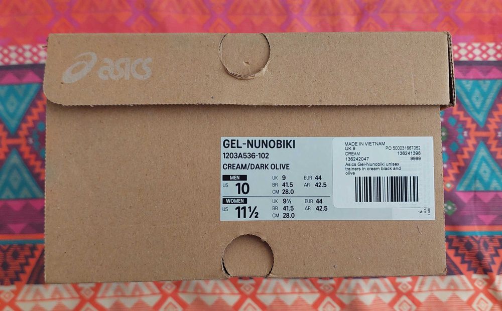 ASICS GEL-NUNOBIKI Cream/ Dark Olive номер 44 / 28см.