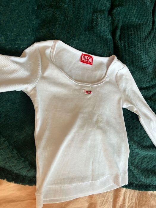 Diesel бяла блуза/топ с дълъг ръкав чисто нова, с етикет