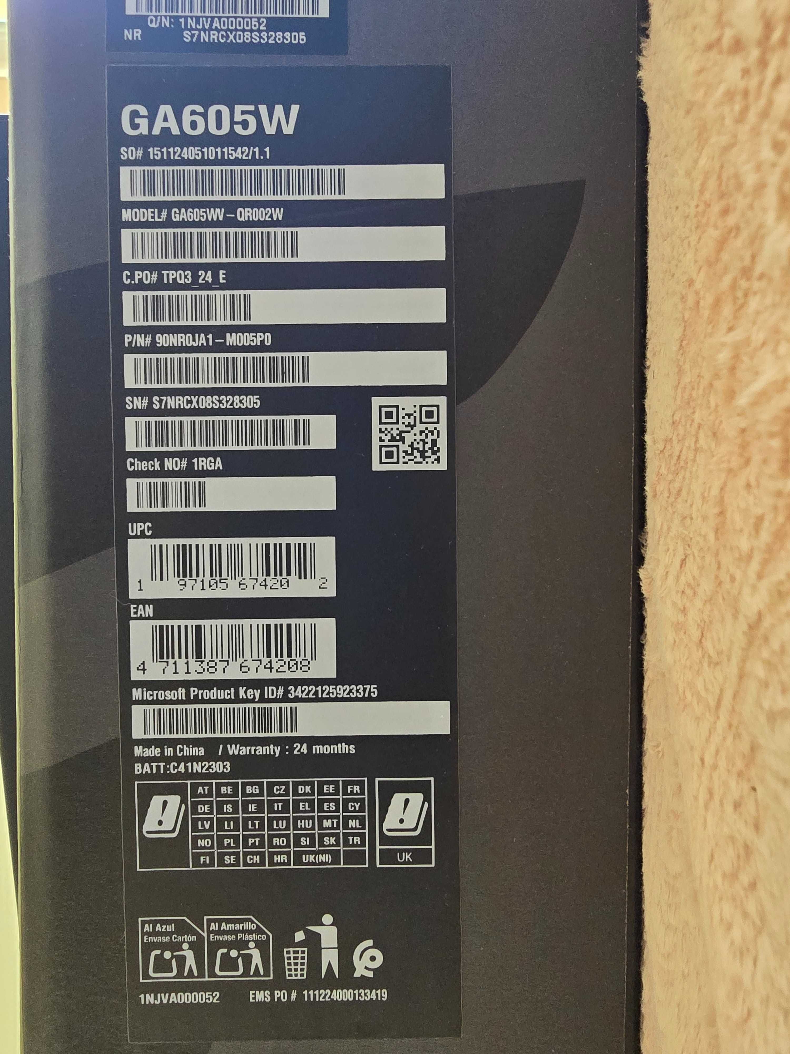 ASUS ROG Zephyrus G16 GA605WV,RYZEN AI 9 HX370,RAM 16GB,SSD1TB,RTX4060