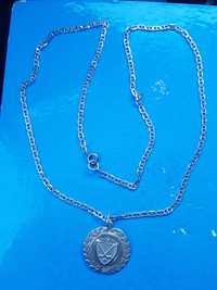 Lant argint masiv 925 italy pandantiv medalie comerativa golf,60 cm