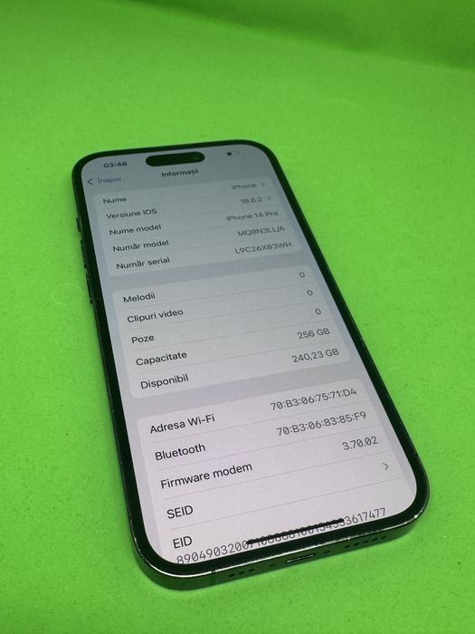 Iphone 14 Pro, 256 GB, Neverlocked, E-Sim Only, Garantie 12 puni