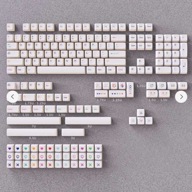 Набор из 181 кейкапов PBT Crayon Pure White Keycaps Set для клавиатуры