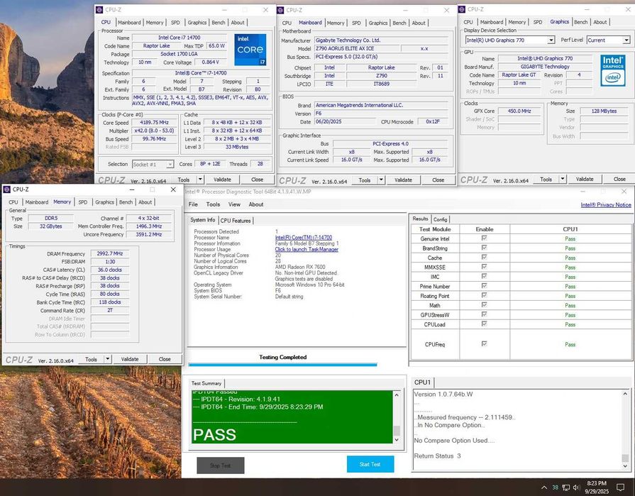 Intel Core i7 14700 + Gigabyte Z790 AORUS Elite AX ICE DDR5 Wi-Fi