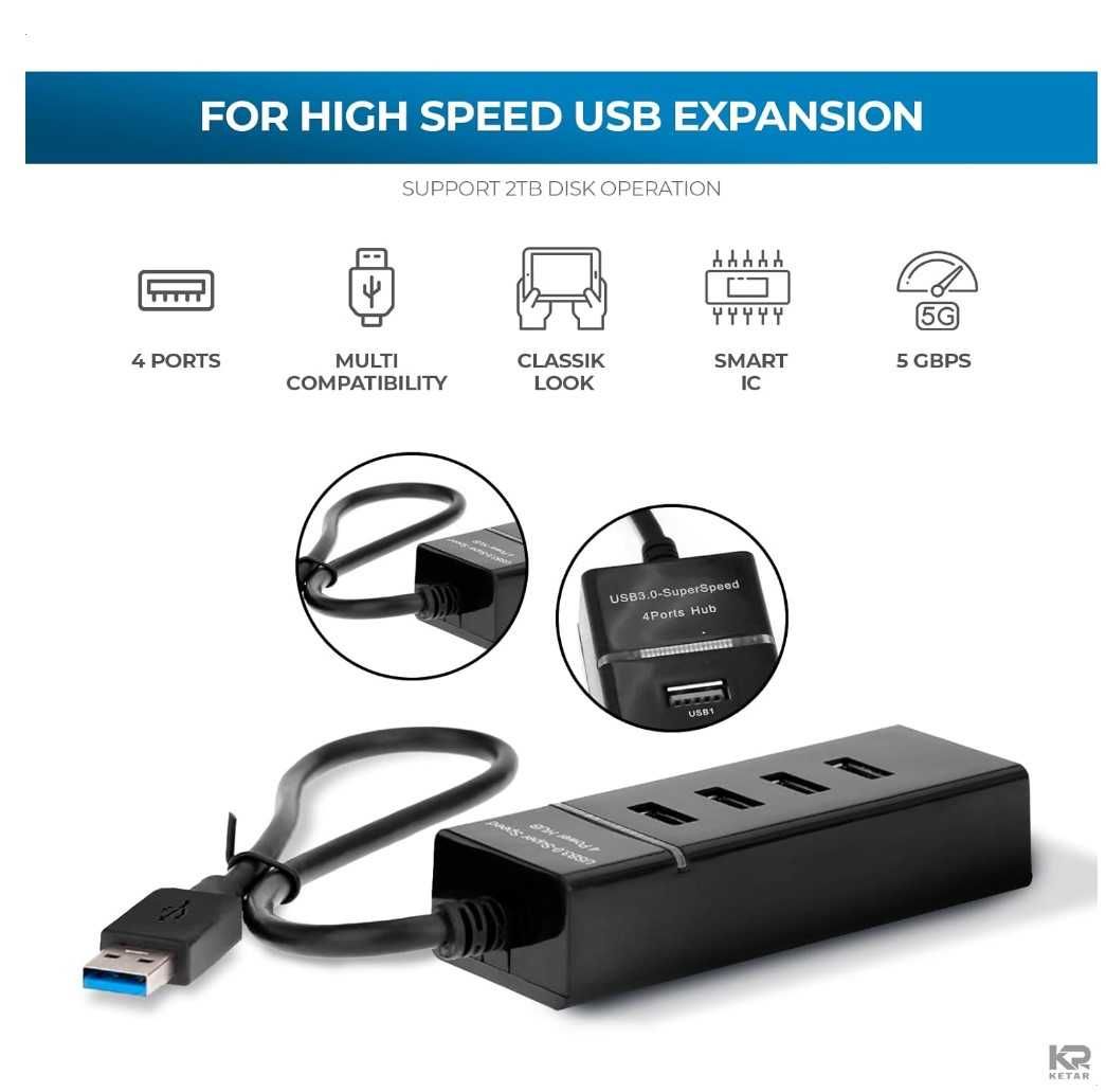 Usb Hub 4 Портов с Led Индикатор