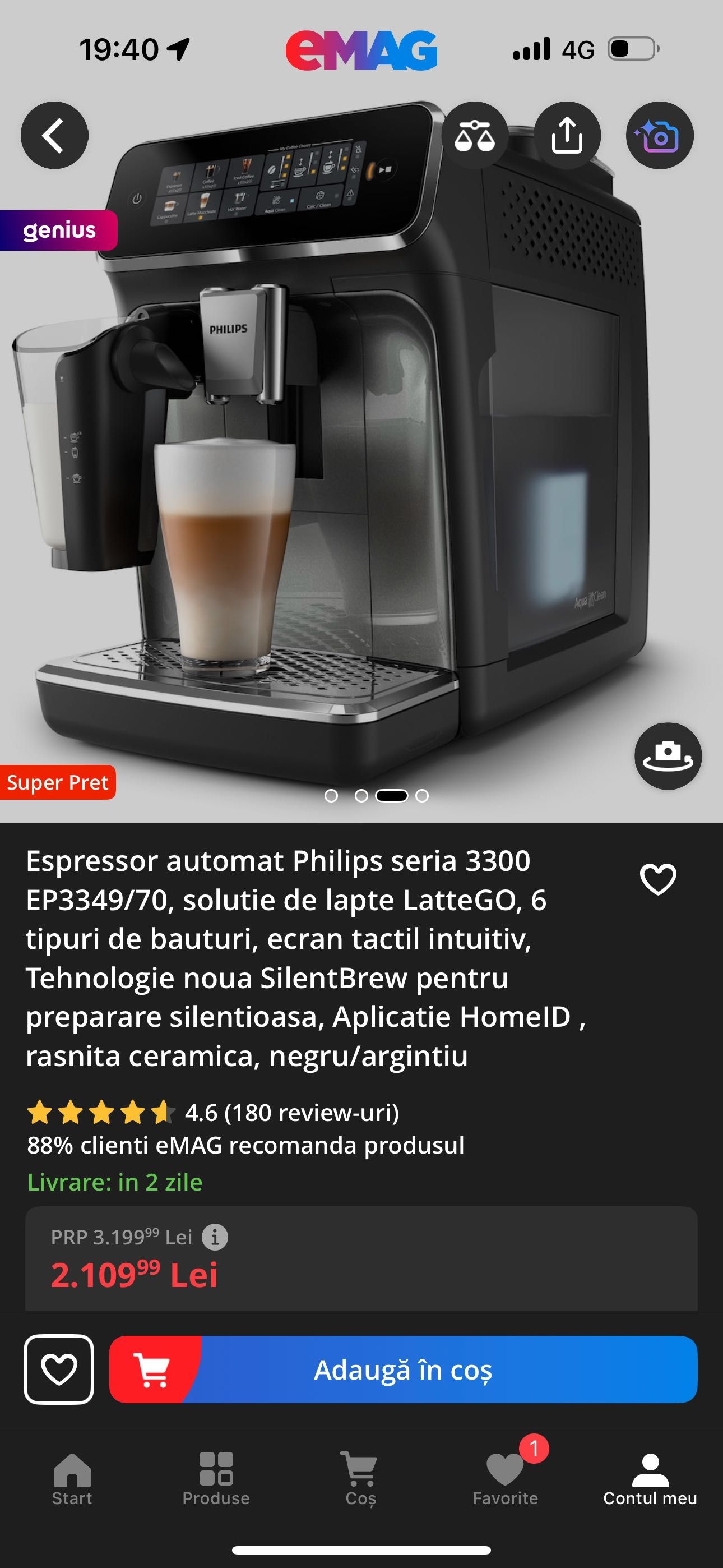 Espressor automat Philips seria 3300 EP3349/70